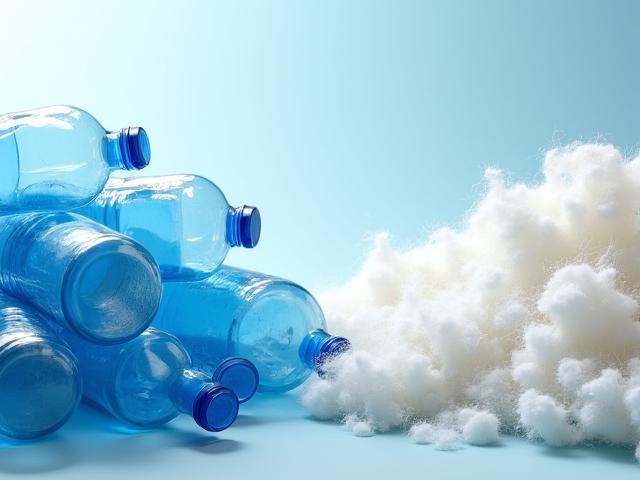 Recyceltes Polyestergranulat und Stoff