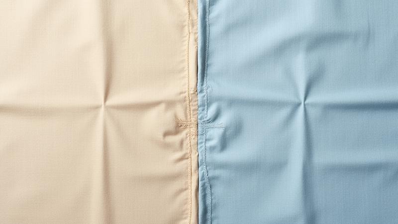 Vorher-Nachher-Vergleich eines beschädigten Stoffes, der professionell repariert wurde.